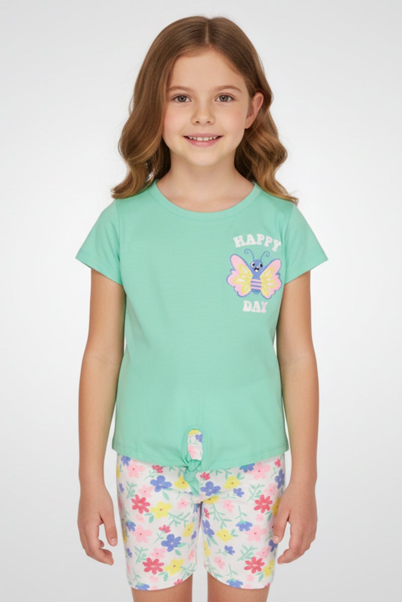 Freestyle طقم تي شيرت وشورتات بناتي للأطفال 4 قطع، متعدد الألوان - Image 1